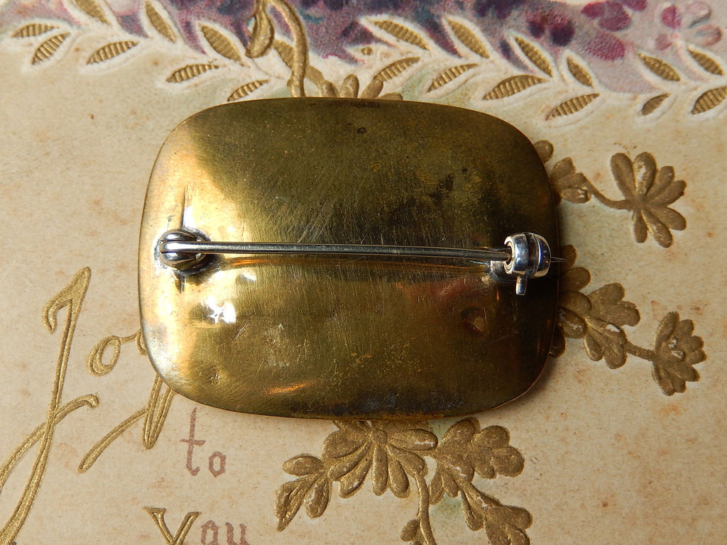 Antique Gold Plate Mourning Brooch c.1910
