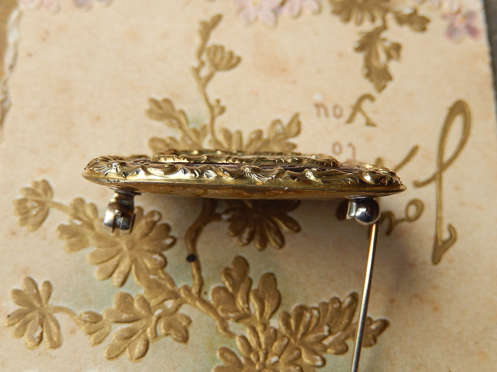 Antique Gold Plate Mourning Brooch c.1910