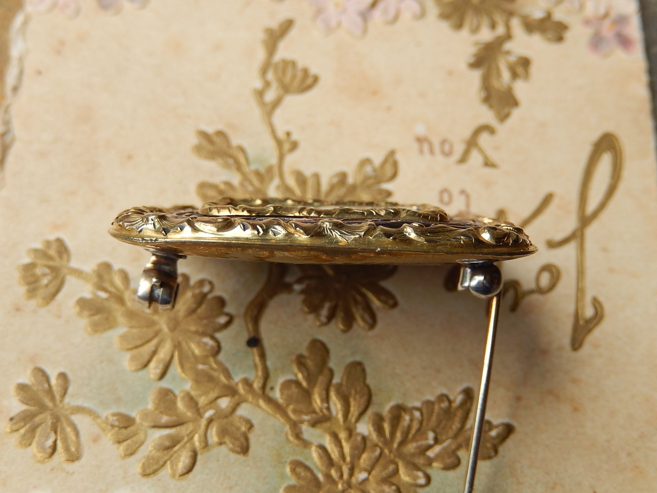 Antique Gold Plate Mourning Brooch c.1910