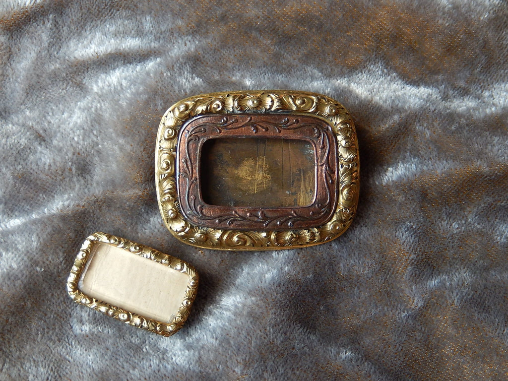 Antique Gold Plate Mourning Brooch c.1910