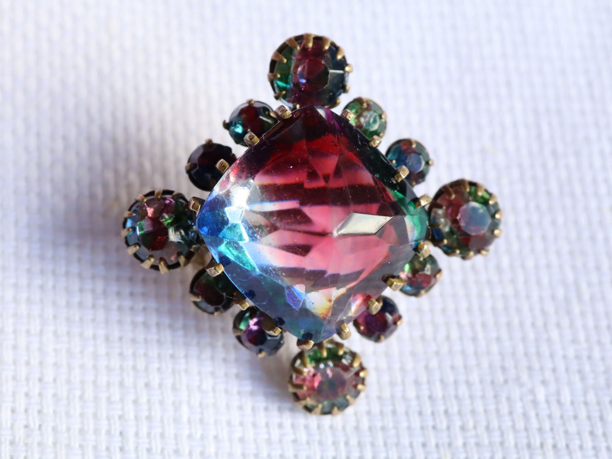 Victorian Iris Glass Brooch