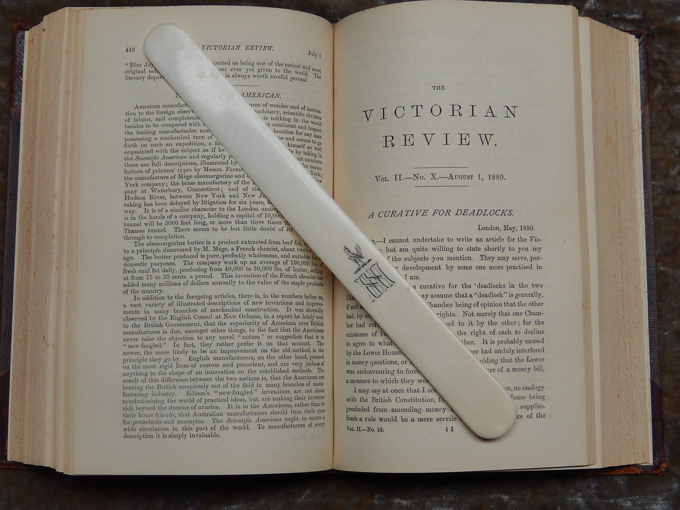 Antique Ivory Paper Folder/Creaser with Scrimshaw Crest