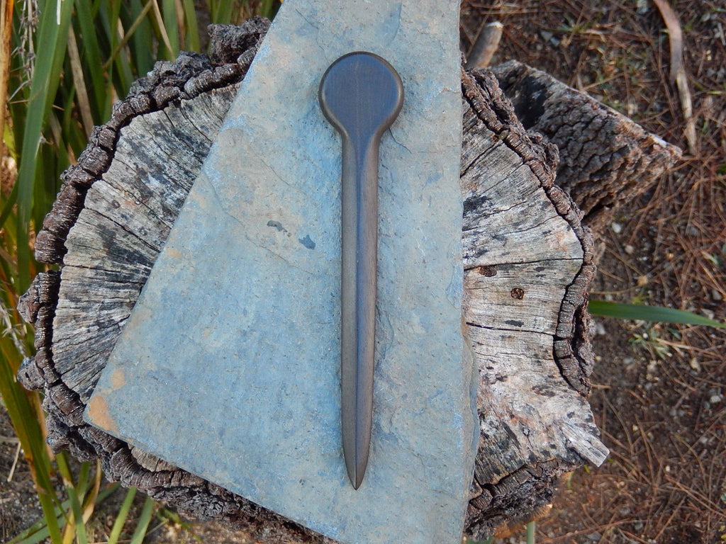 Antique Ebonized Scrimshawed Ivory and Wood Piano Key