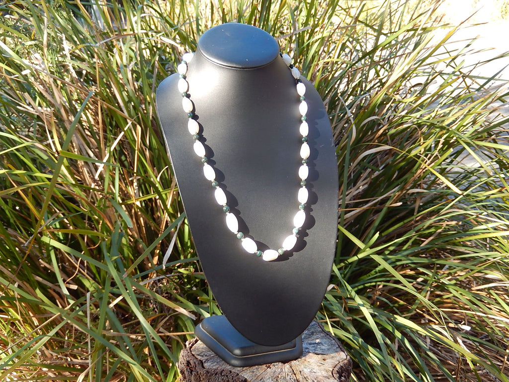 White Quartz and Jadeite Bead Necklace