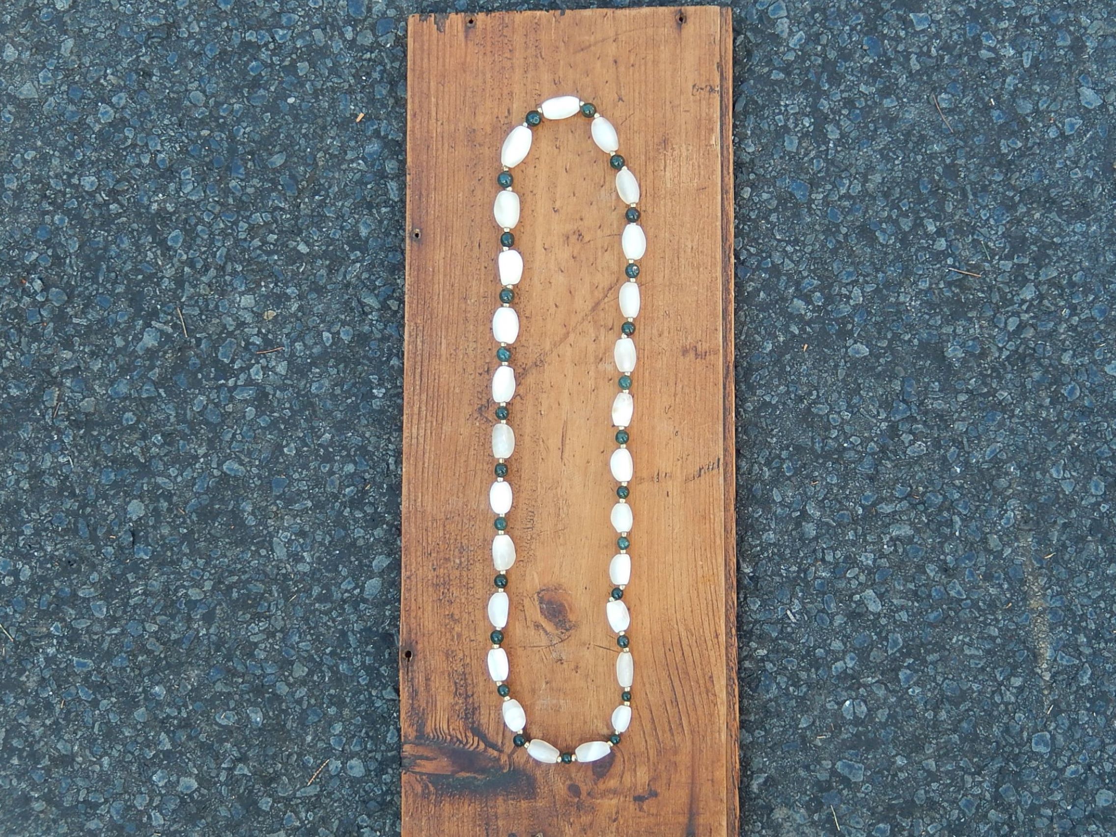 White Quartz and Jadeite Bead Necklace