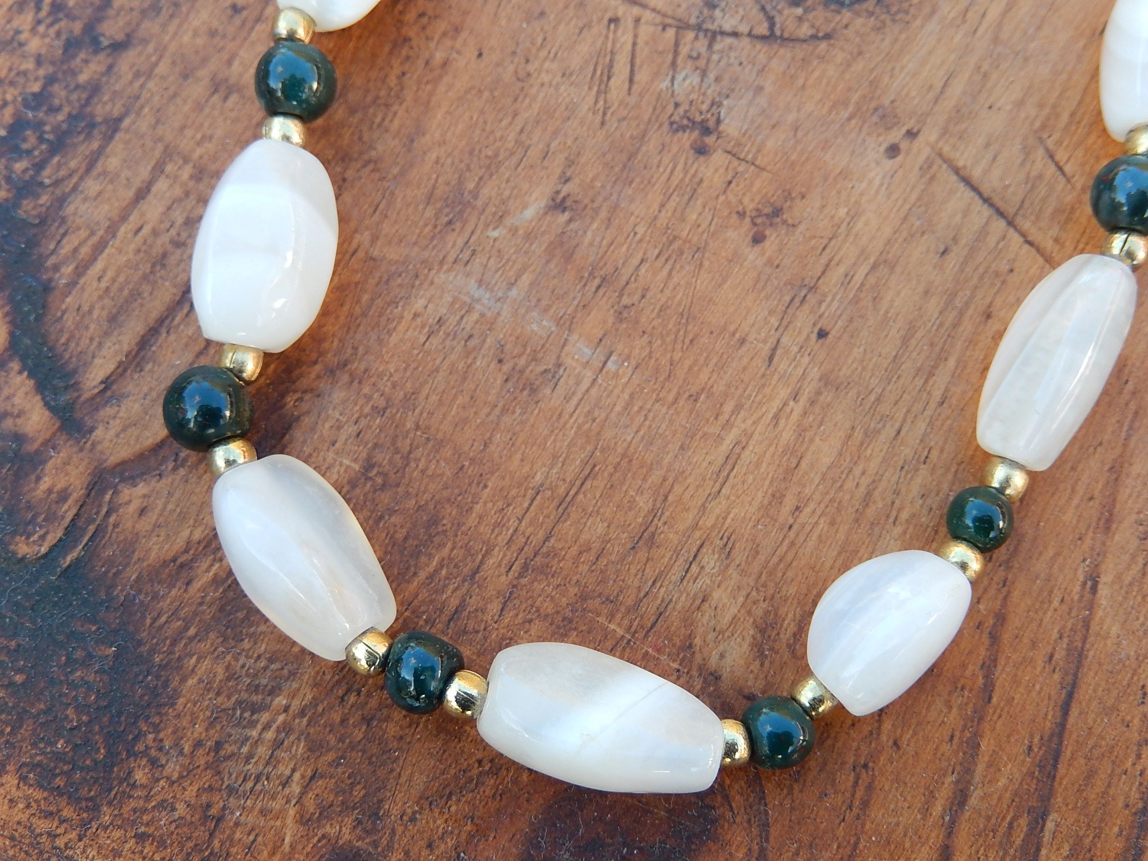 White Quartz and Jadeite Bead Necklace