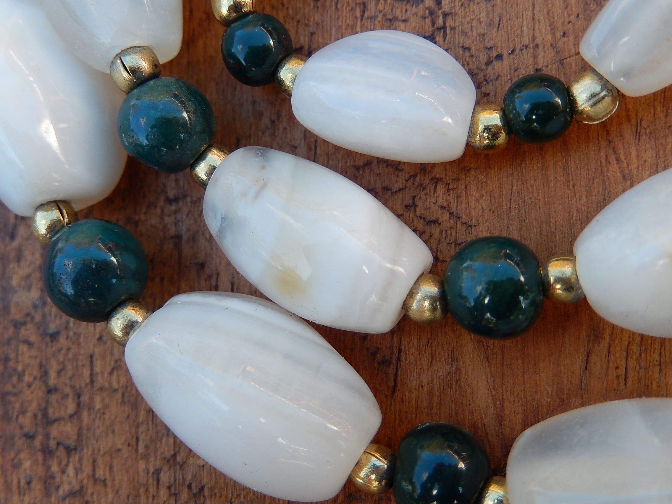 White Quartz and Jadeite Bead Necklace