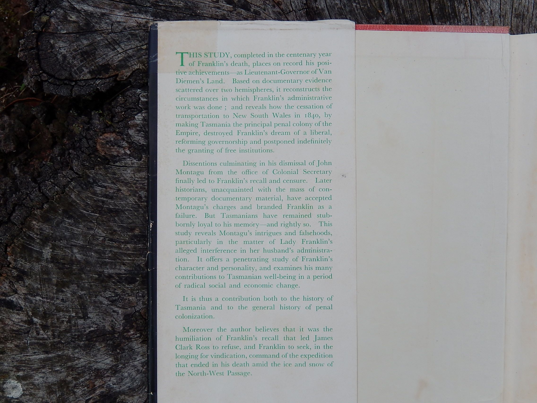 Vintage Book "Sir John Franklin in Tasmania 1837-1843" by Kathleen Fitzpatrick 1949