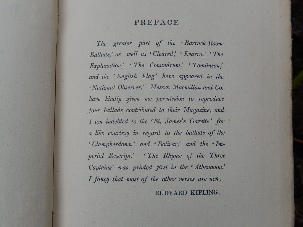 Barrack-Room Ballads' by Rudyard Kipling 1897