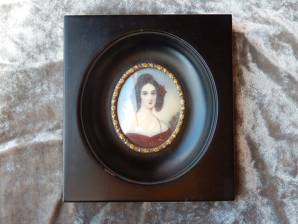 Signed Original Miniature Portrait On Tile c.1900