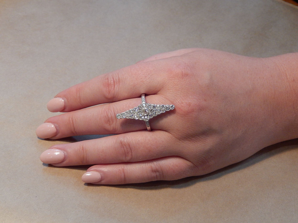 Old Mine Cut Diamond Ring in Platinum