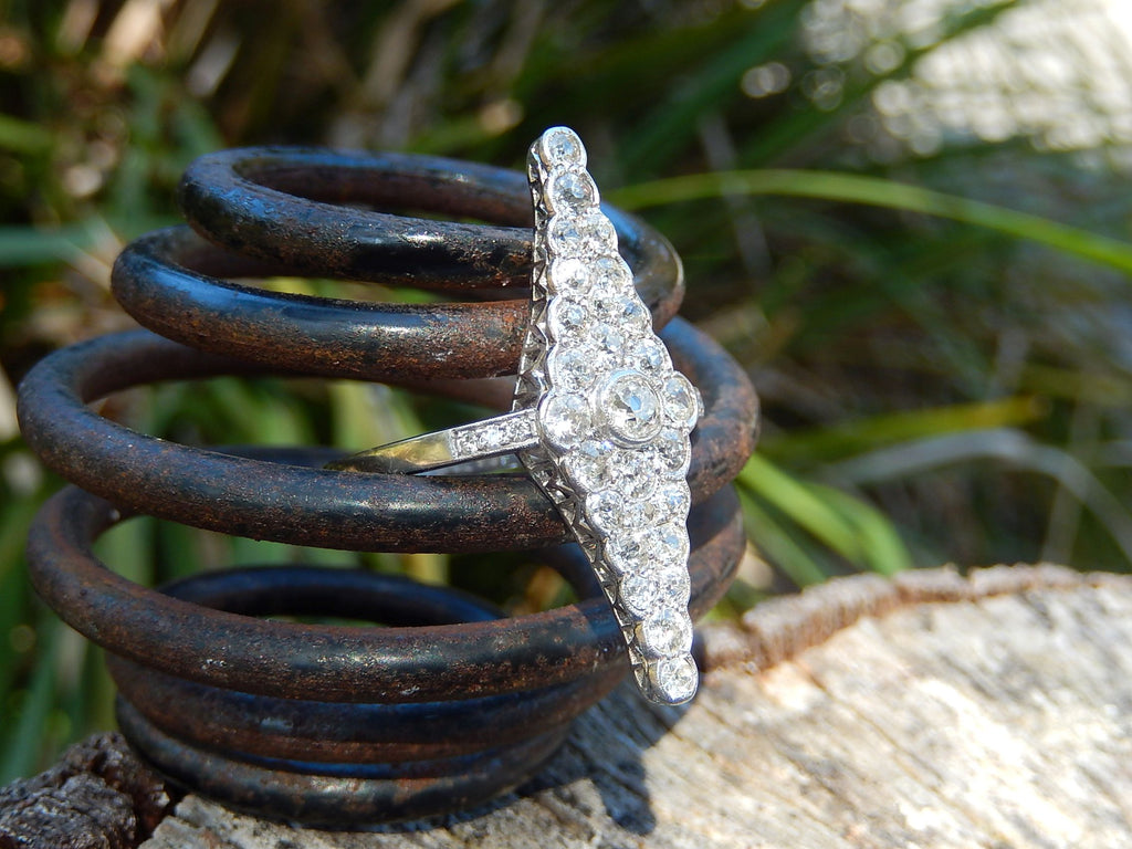Old Mine Cut Diamond Ring in Platinum