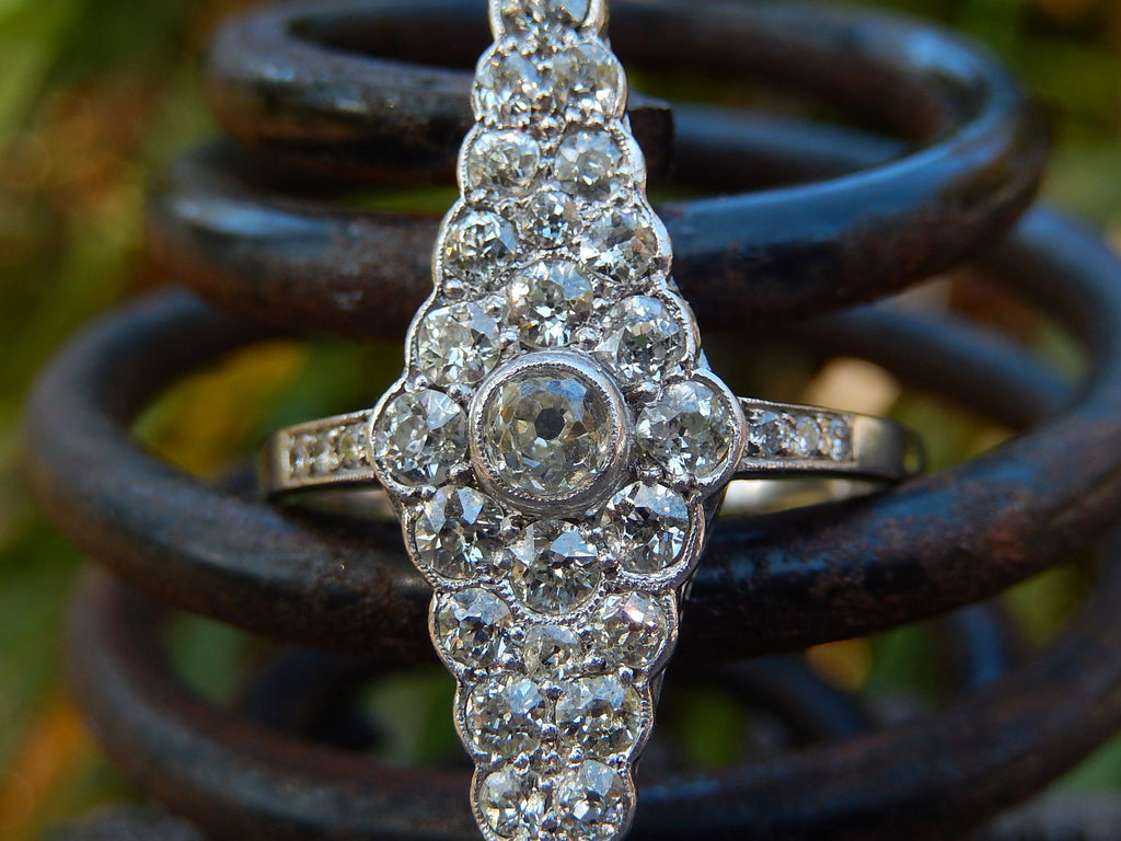 Old Mine Cut Diamond Ring in Platinum