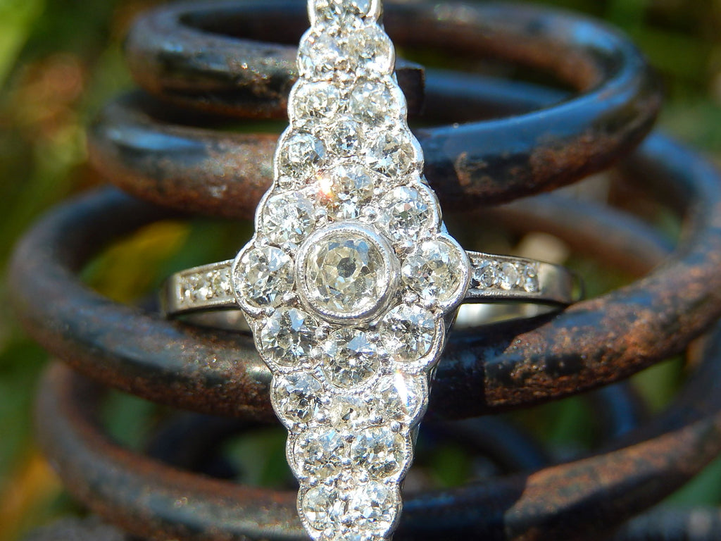 Old Mine Cut Diamond Ring in Platinum