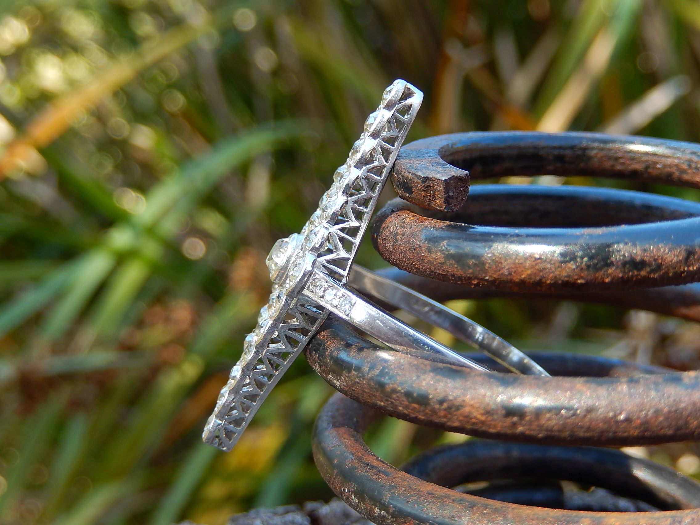 Old Mine Cut Diamond Ring in Platinum