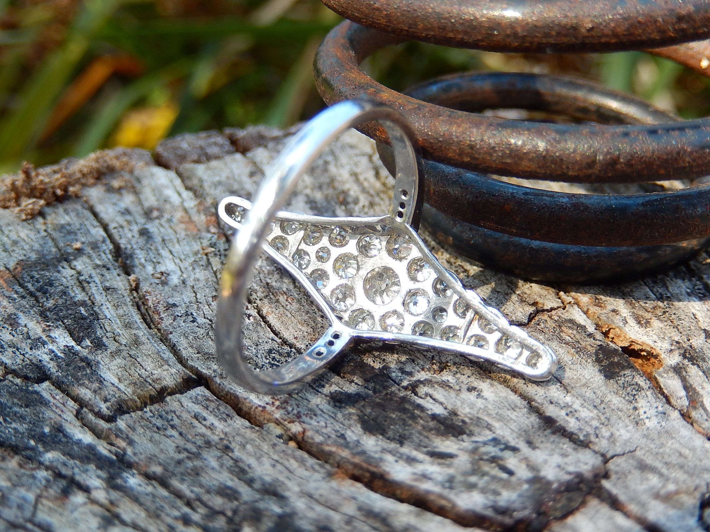 Old Mine Cut Diamond Ring in Platinum