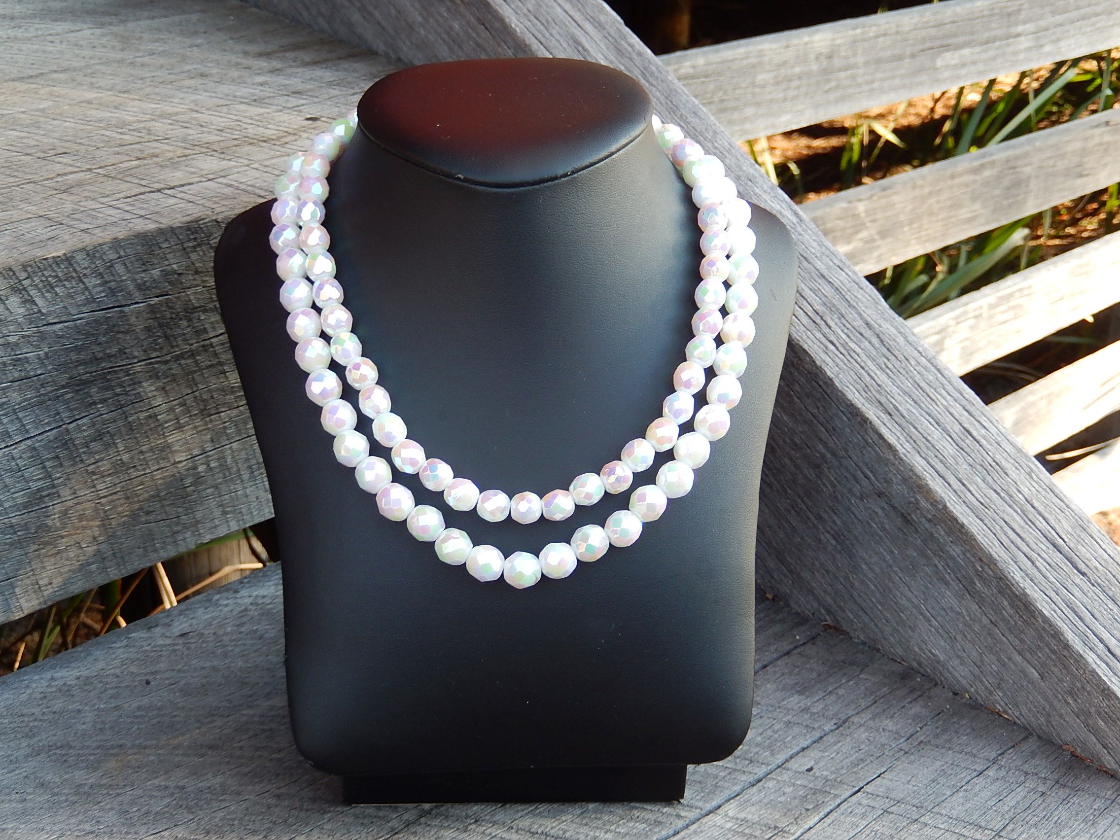 White Lustre Crystal Bead Necklace