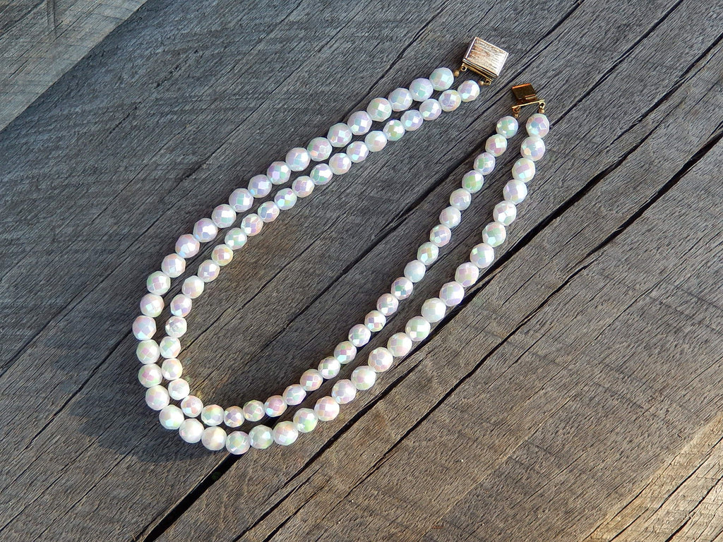 White Lustre Crystal Bead Necklace