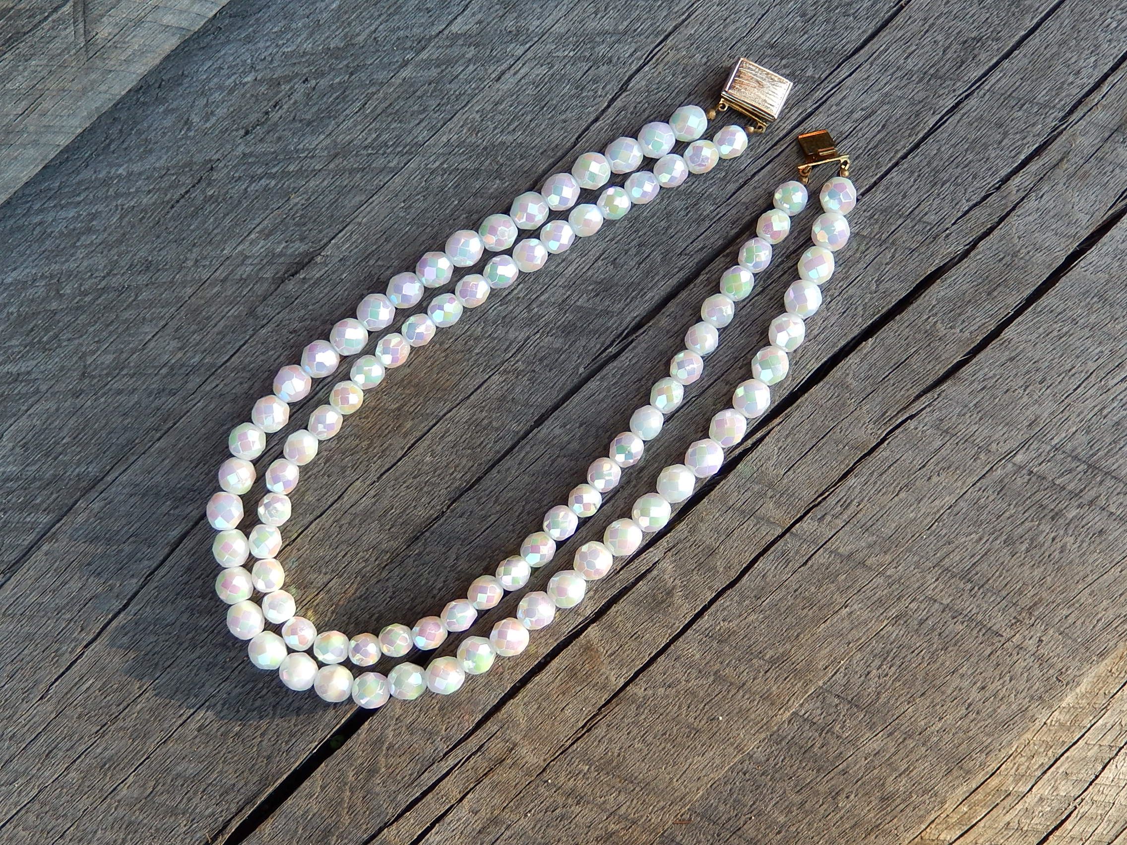 White Lustre Crystal Bead Necklace