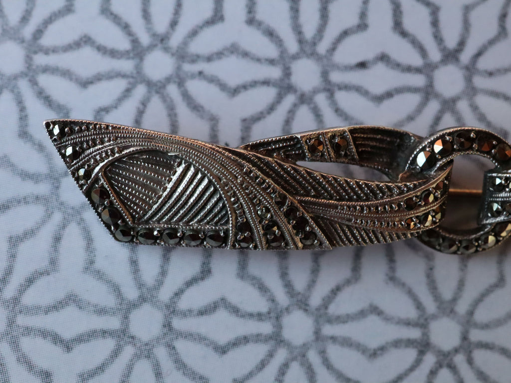 Art Deco Marcasite Sterling Brooch