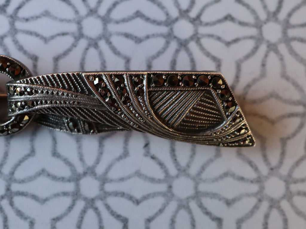 Art Deco Marcasite Sterling Brooch