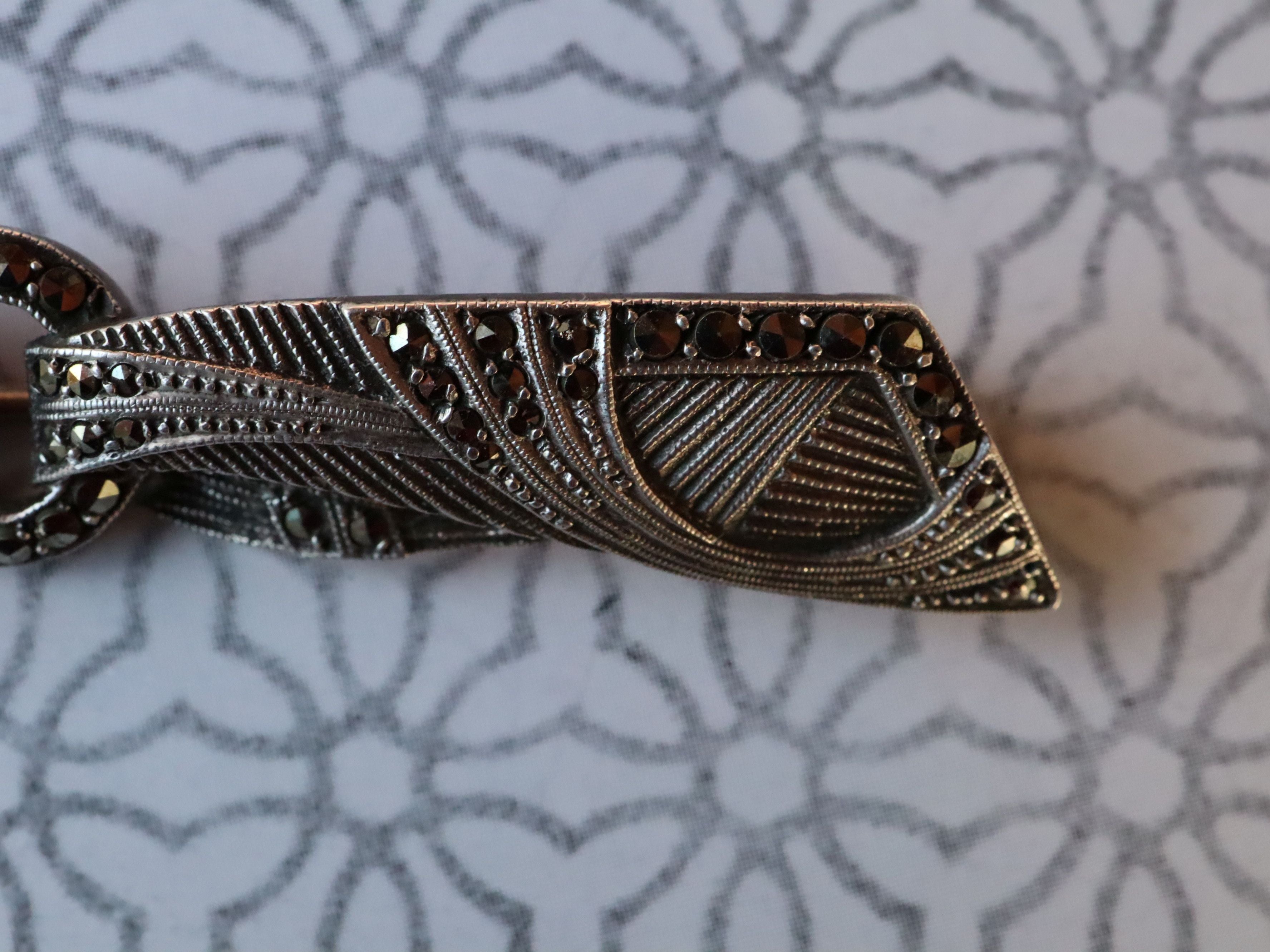 Art Deco Marcasite Sterling Brooch