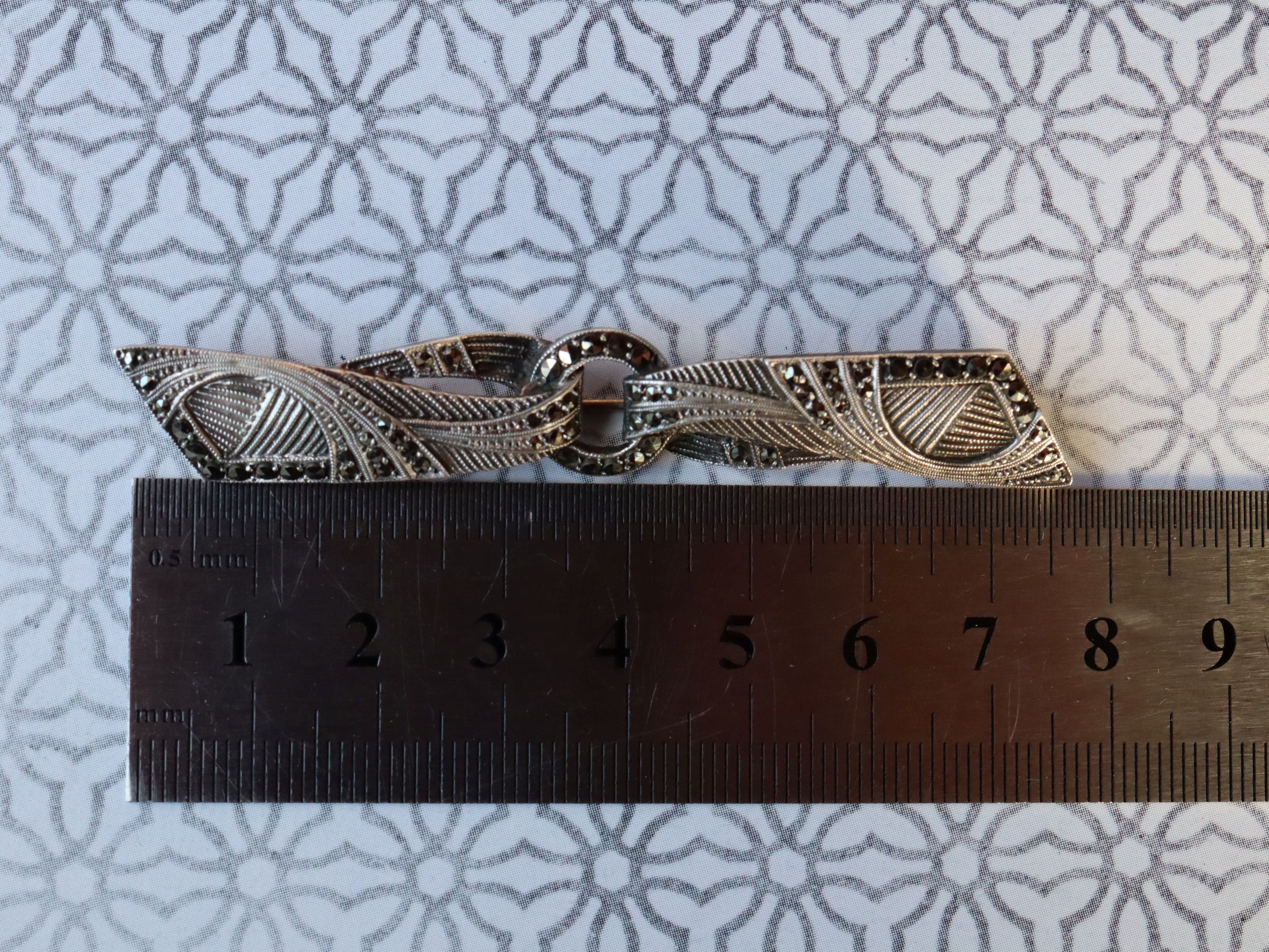 Art Deco Marcasite Sterling Brooch