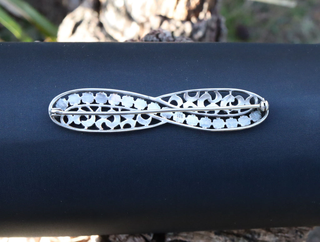 German Marcasite Infinity-style Brooch in Sterling Silver