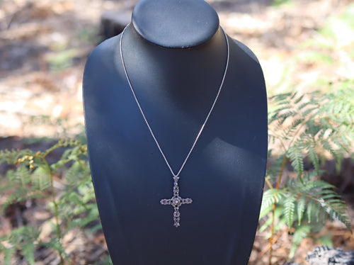 Marcasite Crucifix in Sterling on Sterling Box Chain