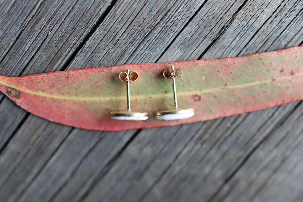 Micro Hand Painted Earrings in 9ct Gold