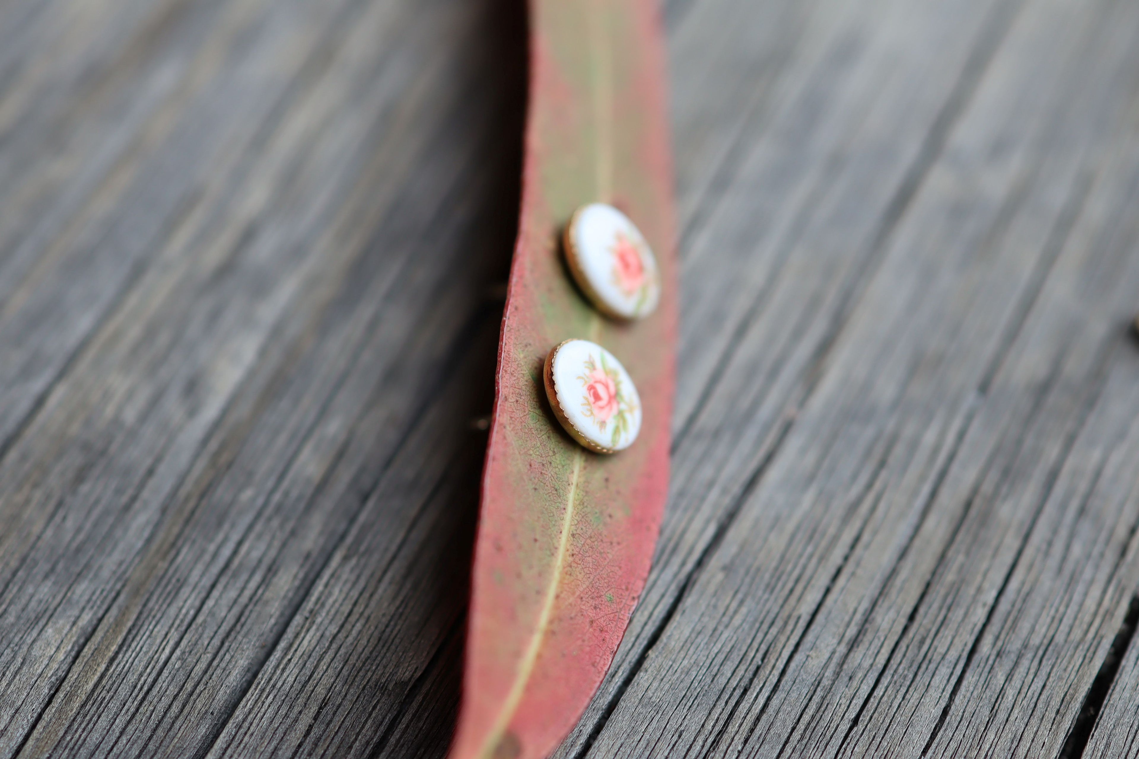Micro Hand Painted Earrings in 9ct Gold