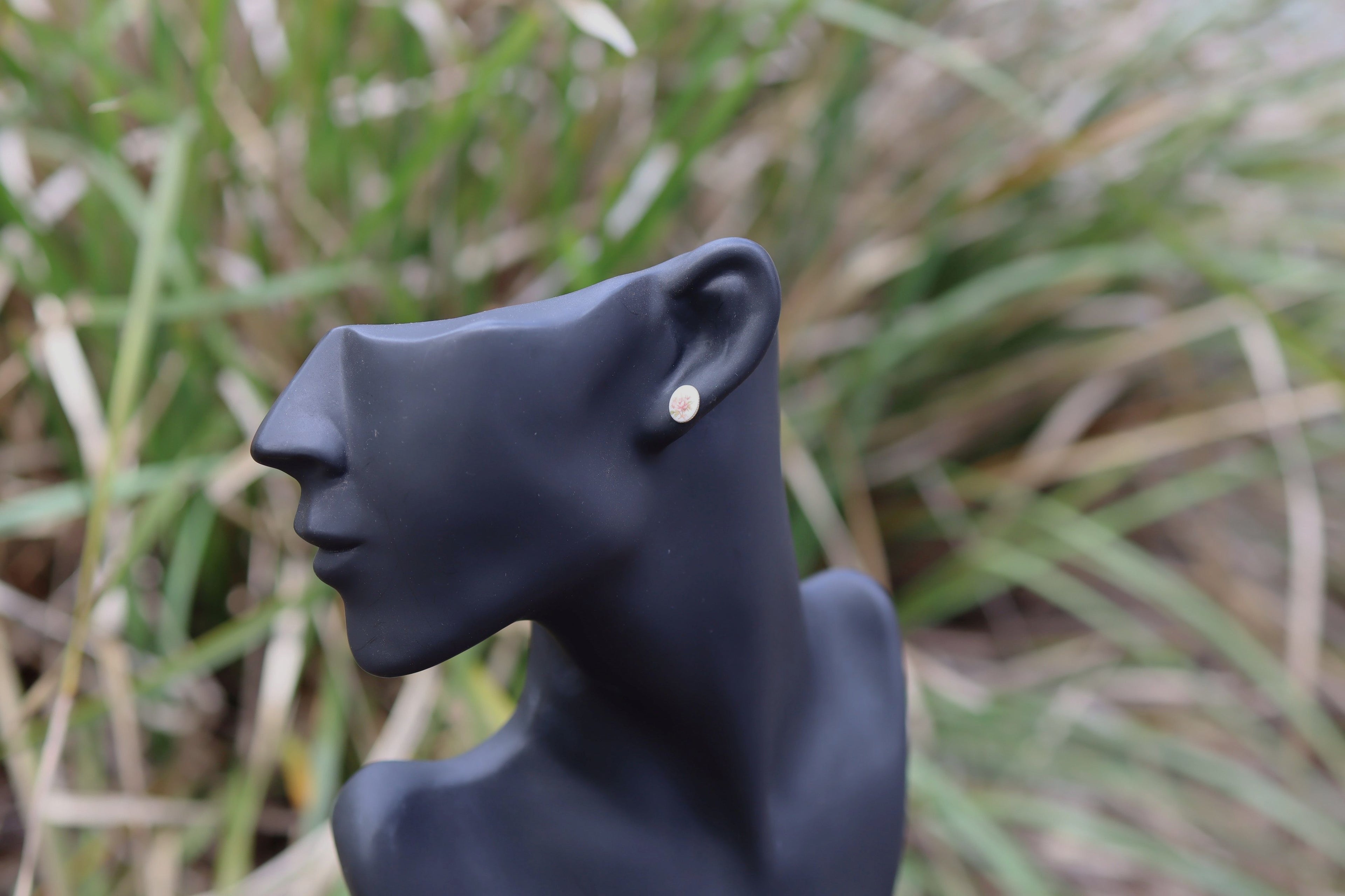 Micro Hand Painted Earrings in 9ct Gold
