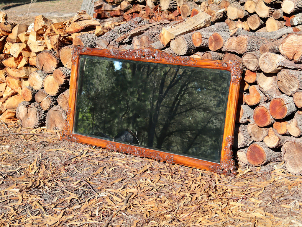 Hand Carved Mahogany Mirror c.1920