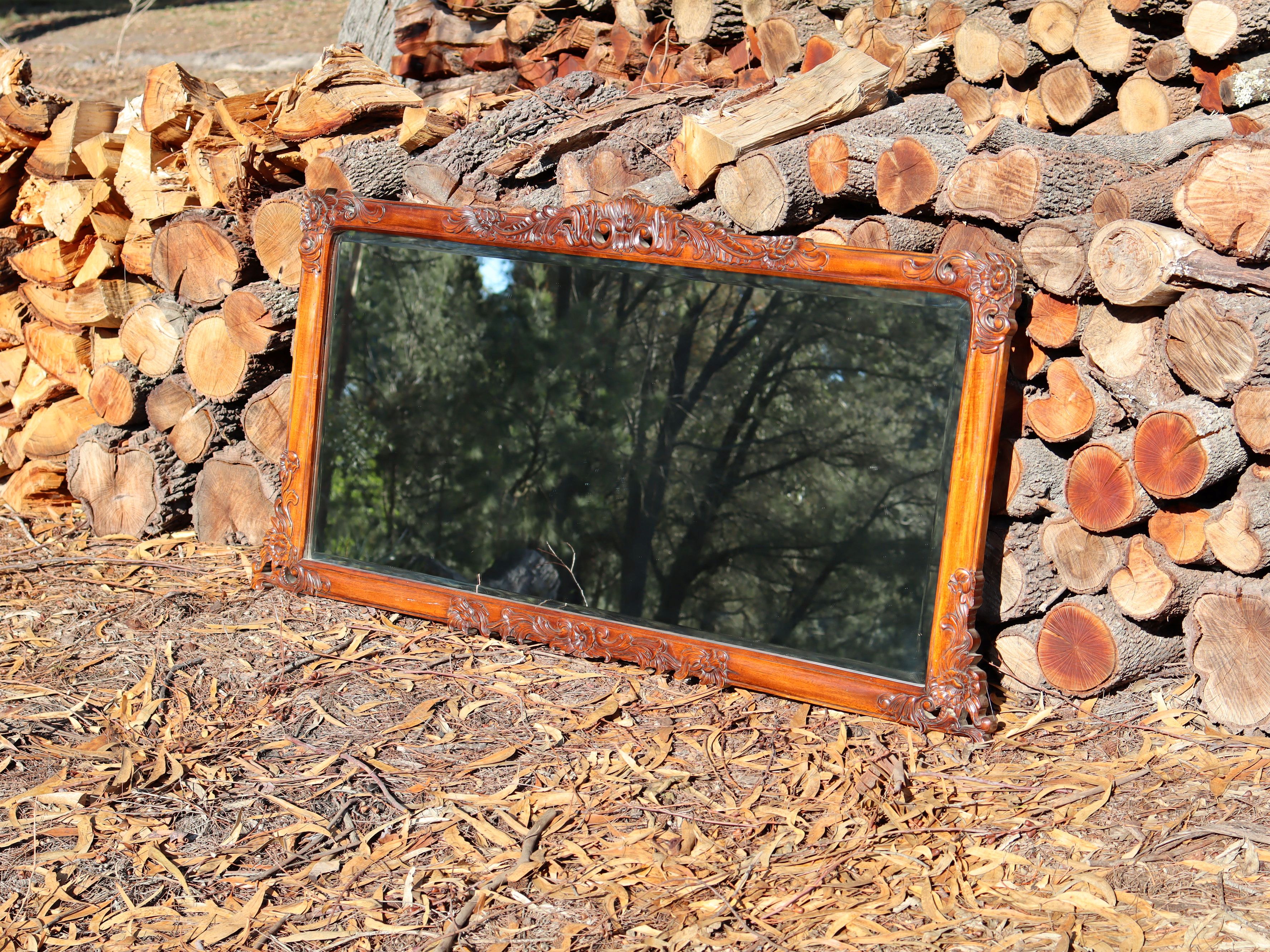 Hand Carved Mahogany Mirror c.1920