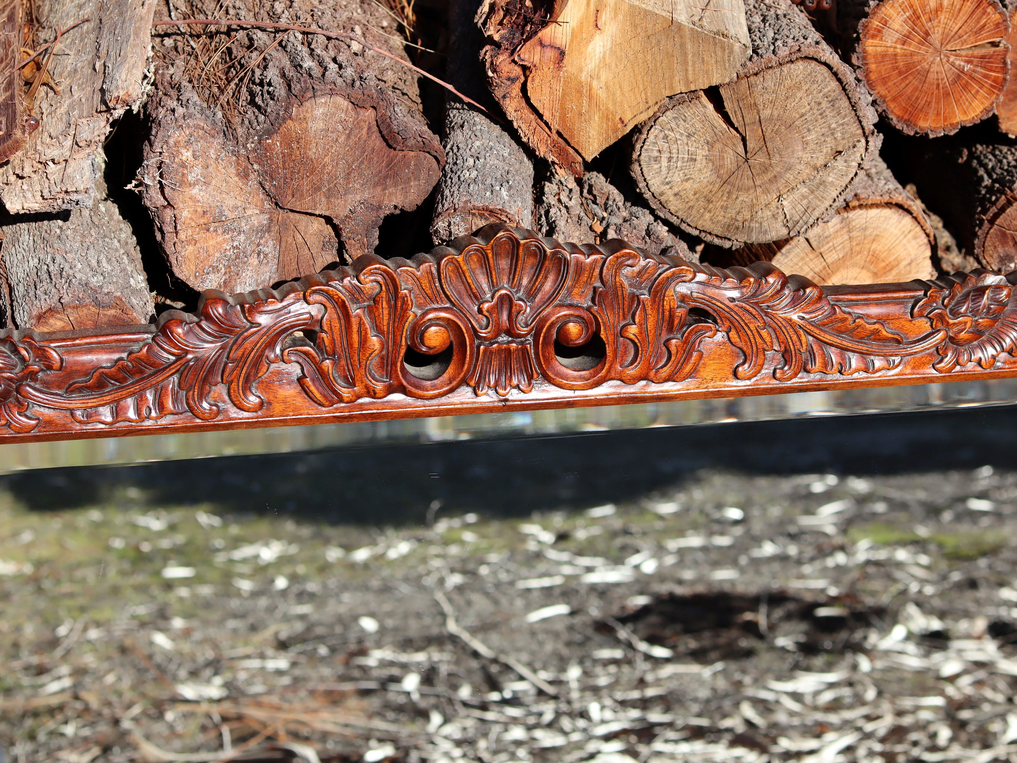 Hand Carved Mahogany Mirror c.1920