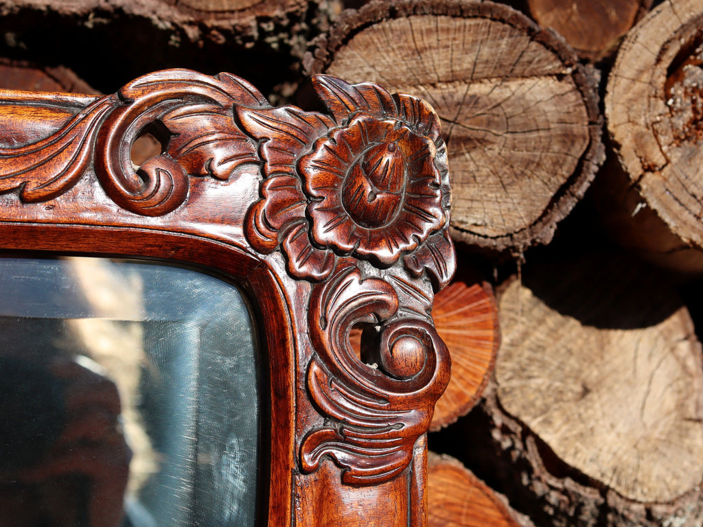 Hand Carved Mahogany Mirror c.1920