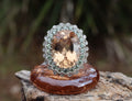 Morganite, Sapphire and Diamond Ring in Platinum