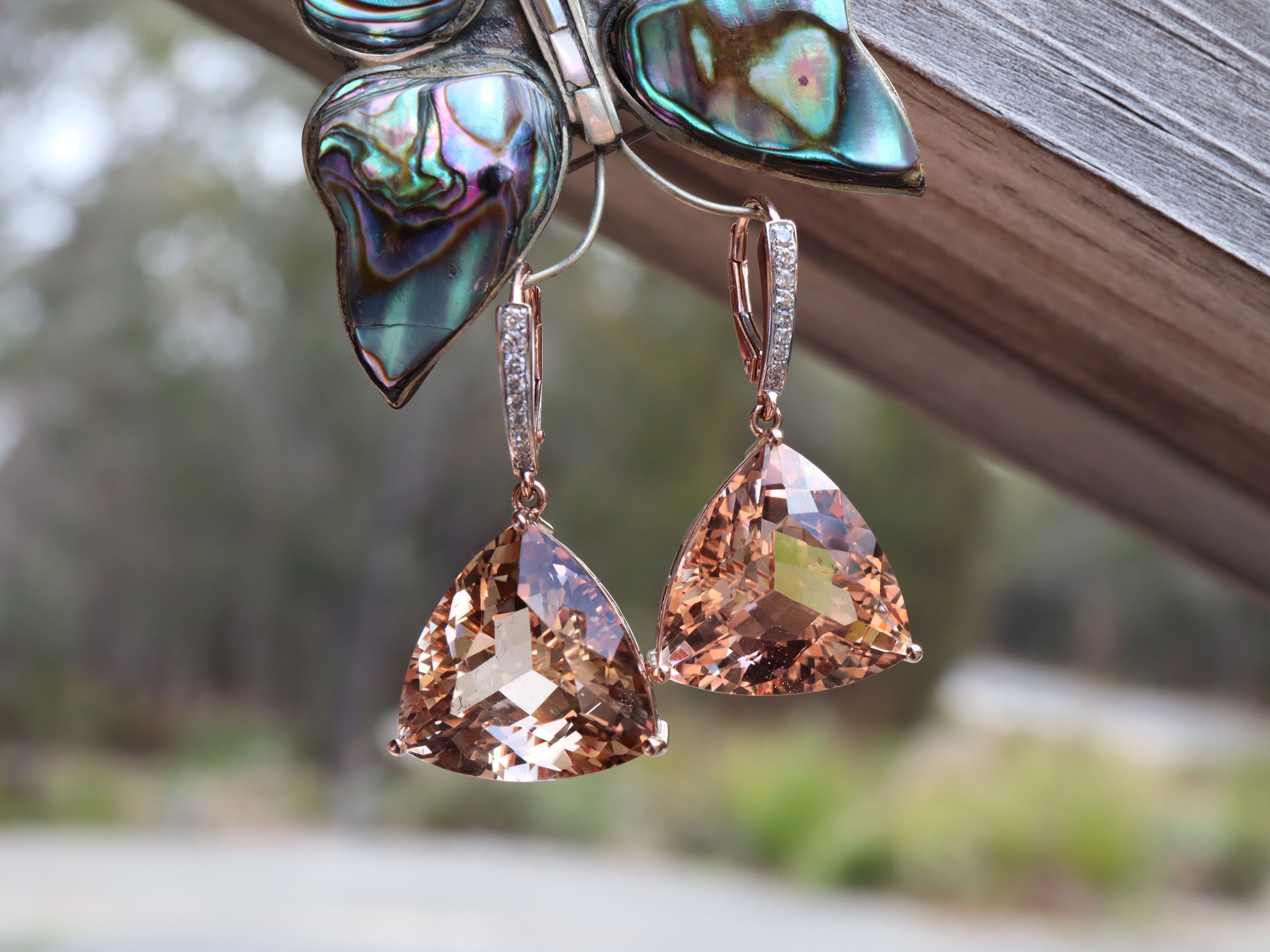 Morganite and Diamond Earrings in 14ct Rose Gold