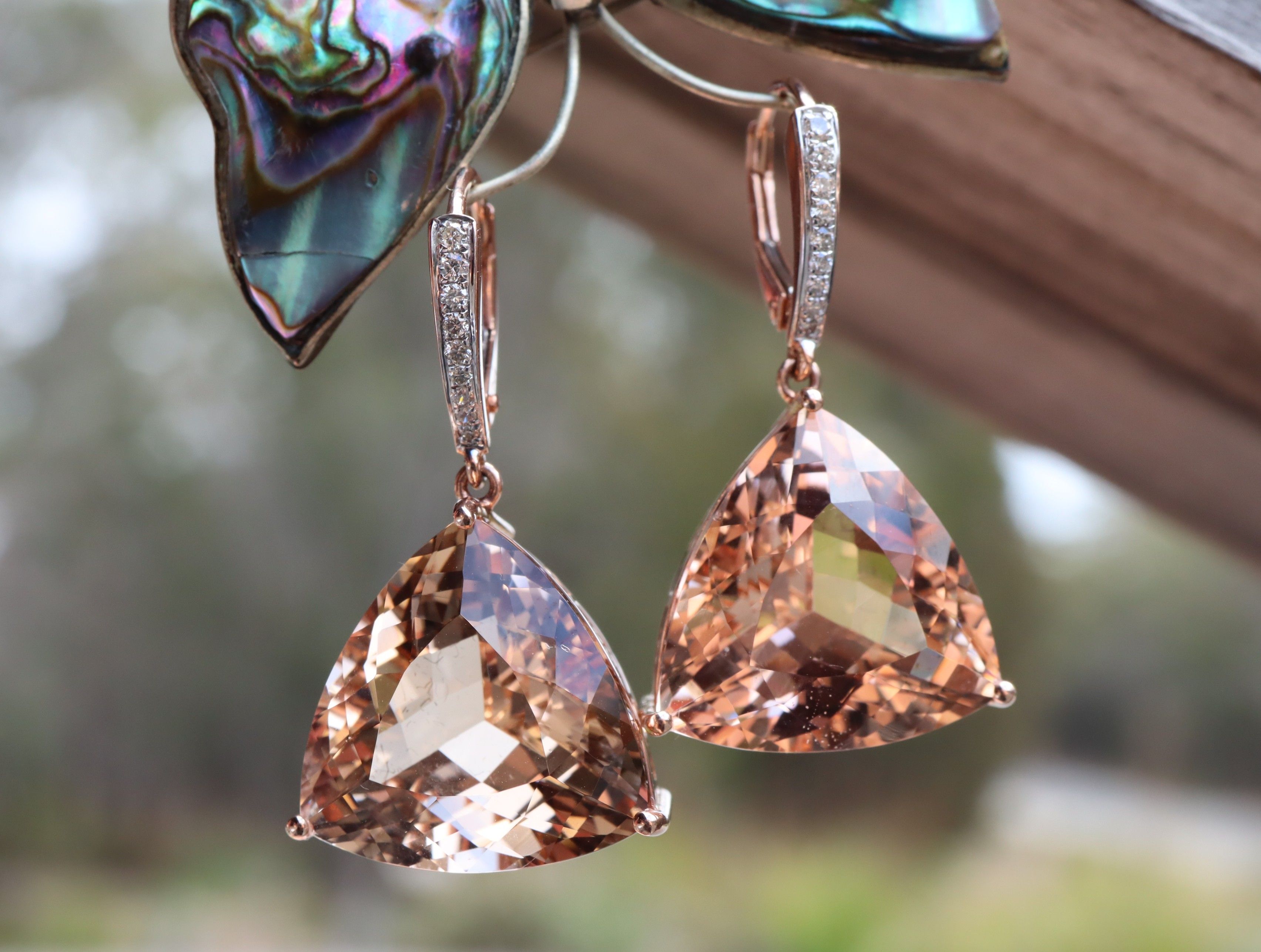 Morganite and Diamond Earrings in 14ct Rose Gold