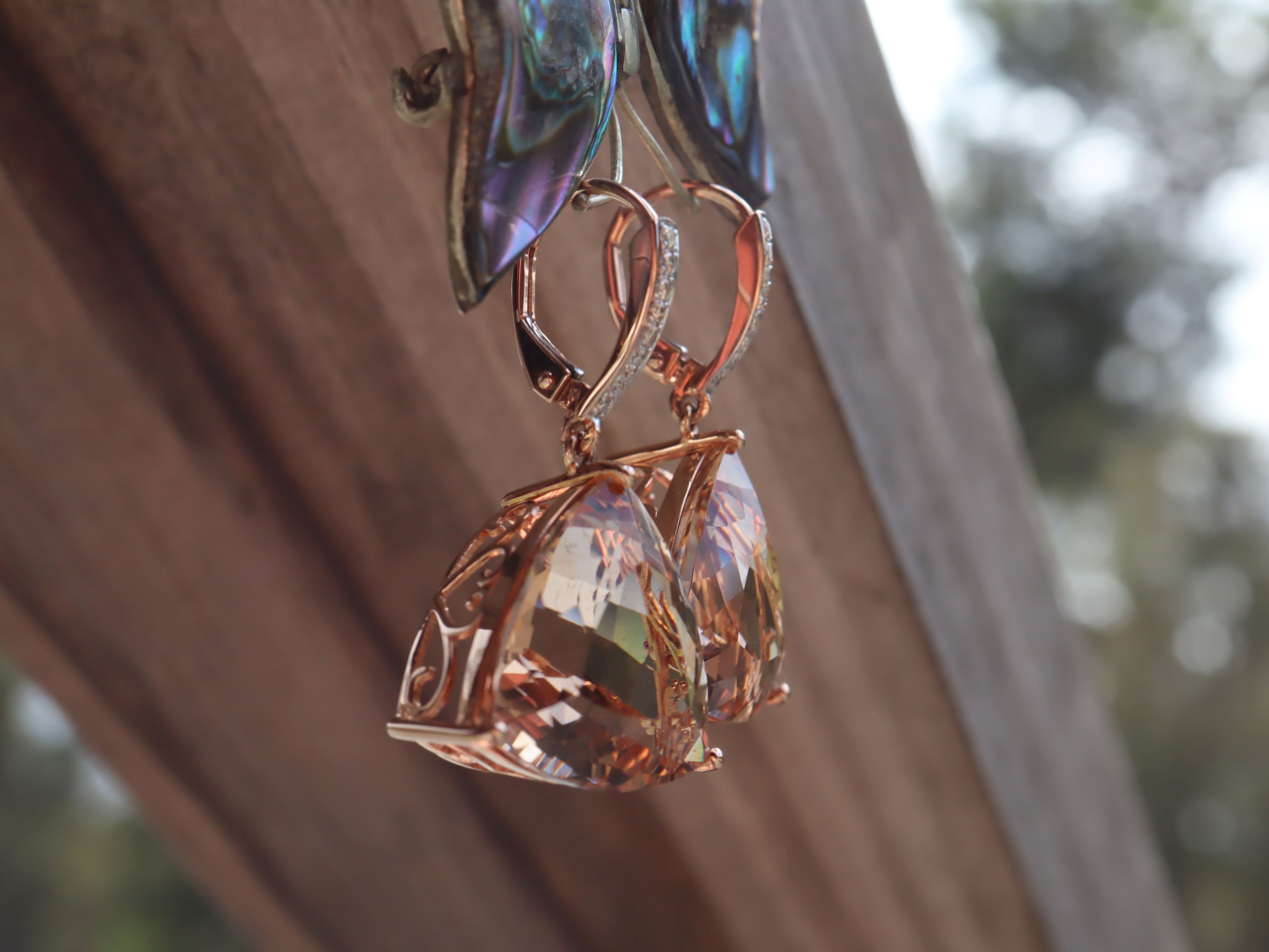 Morganite and Diamond Earrings in 14ct Rose Gold