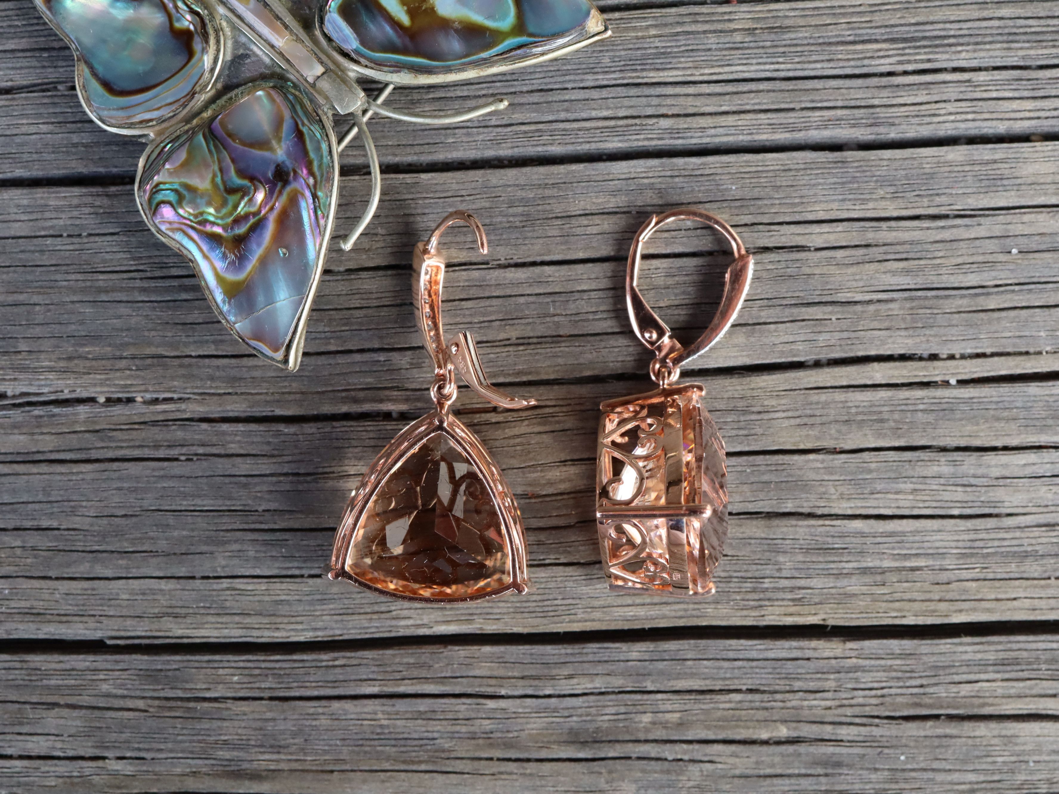 Morganite and Diamond Earrings in 14ct Rose Gold