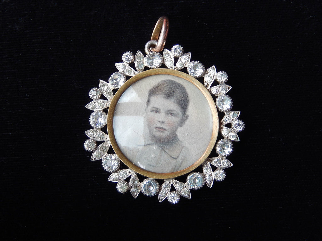 Crystal Mourning Pendant in Gold Plate c.1900