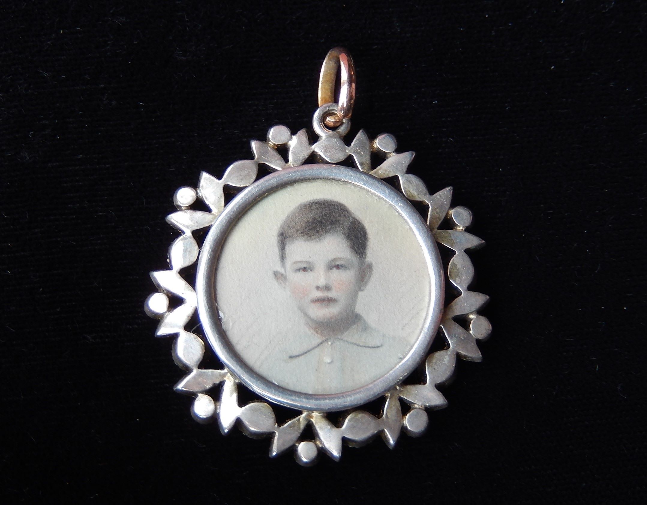Crystal Mourning Pendant in Gold Plate c.1900