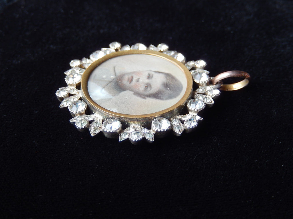 Crystal Mourning Pendant in Gold Plate c.1900