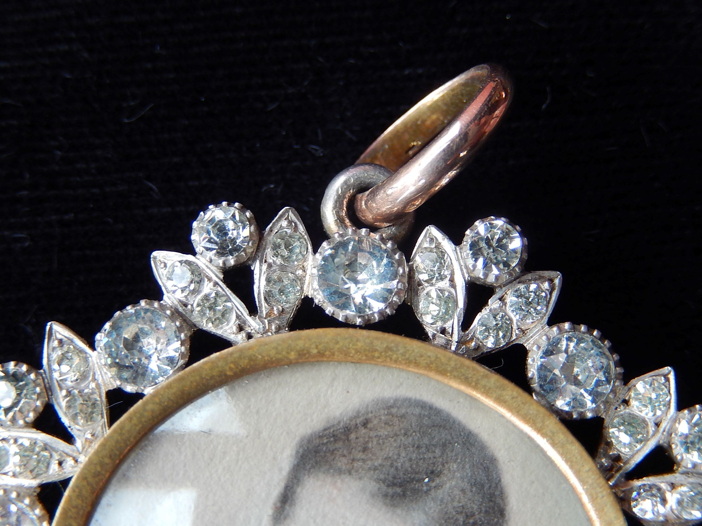 Crystal Mourning Pendant in Gold Plate c.1900