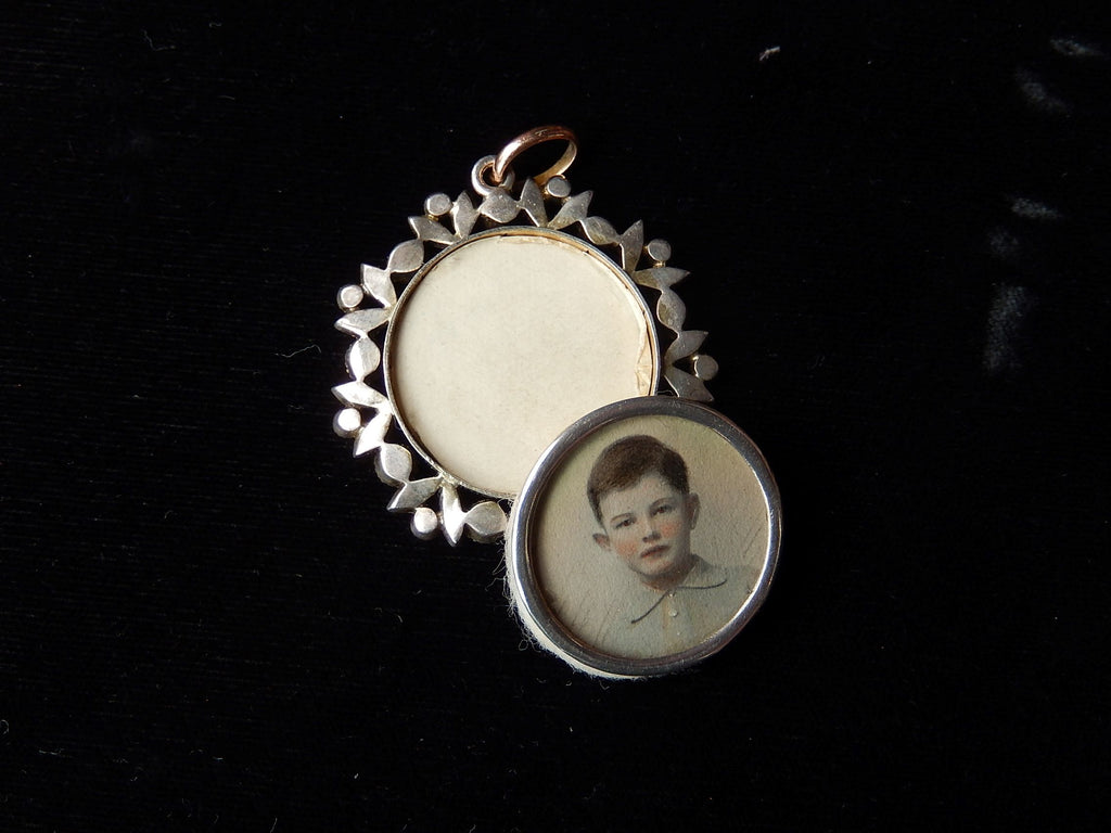 Crystal Mourning Pendant in Gold Plate c.1900