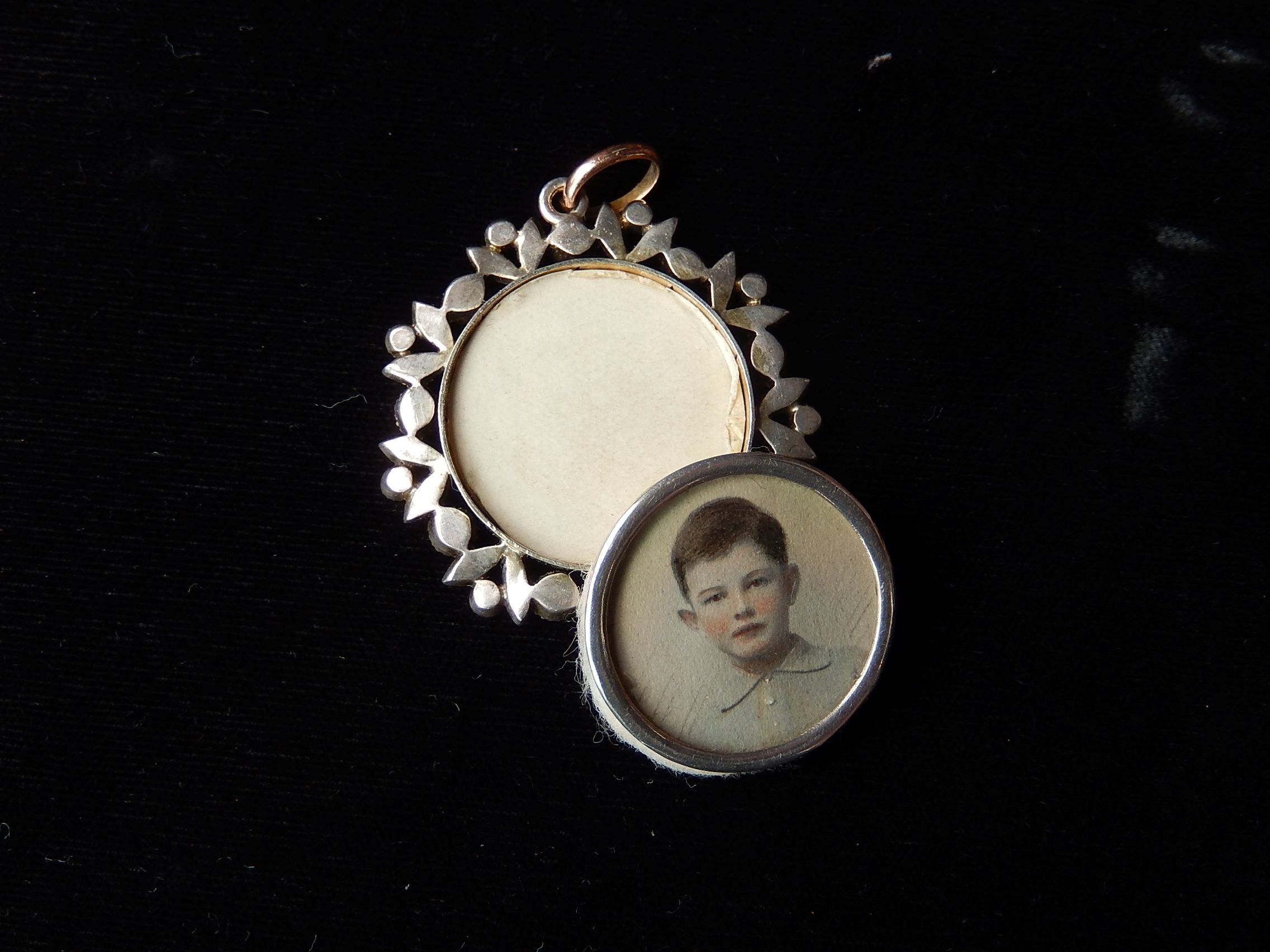 Crystal Mourning Pendant in Gold Plate c.1900