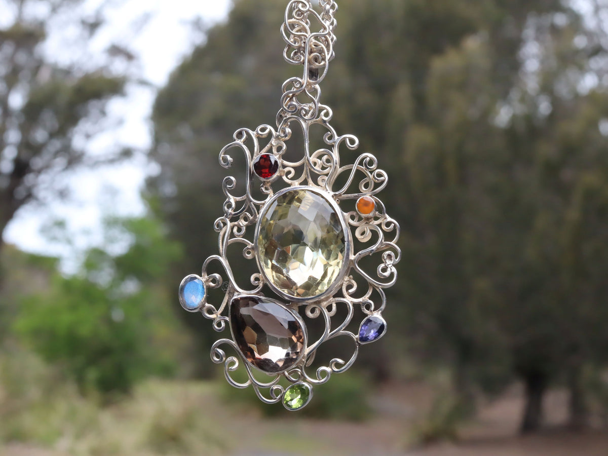 Citrine, Ruby, Sapphire, Garnet, and Peridot in Sterling