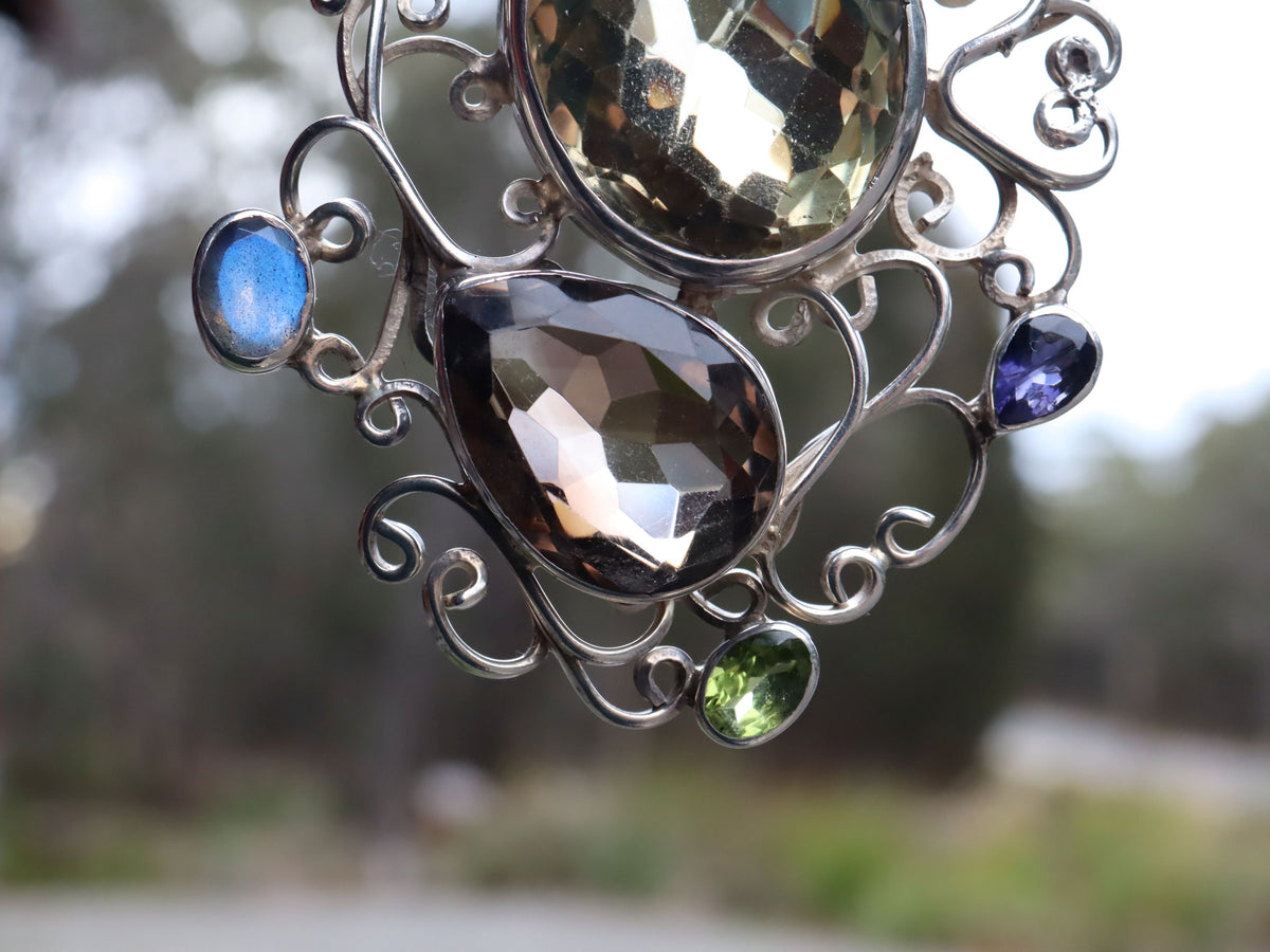 Citrine, Ruby, Sapphire, Garnet, and Peridot in Sterling