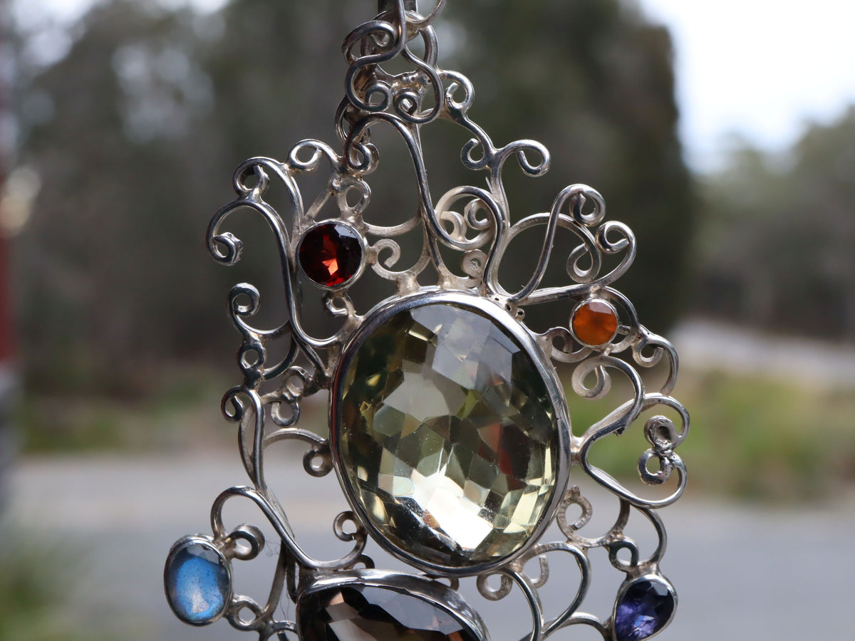 Citrine, Ruby, Sapphire, Garnet, and Peridot in Sterling